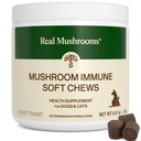 Ekte Mushroom Immune Kjæledyr Chews – For daglig Digestive & Immune Health – Mushrooms for hunder og katter Funksjonell behandling – Mushroom Supplement for hunder og katter – 1 til 4 Chews for alle avler og størrelser (60 greve)