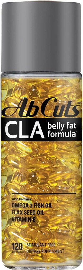 CLA Belly Fat Formula - 120 Easy-to-Swallow Softgels - Omega 3 Fish Oil, Flaksfrøolje og vitamin E - bidrar til å øke antioksidant forsyning og sunn kroppssammensetning