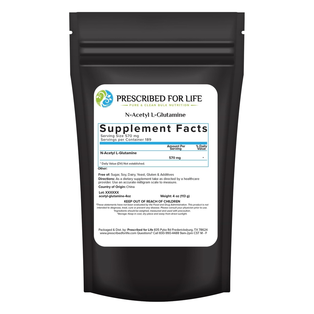 For livet N Acetyl L Glutamin pulver, ren L Glutamin Aminosyrer Supplement (4 oz / 113 g)