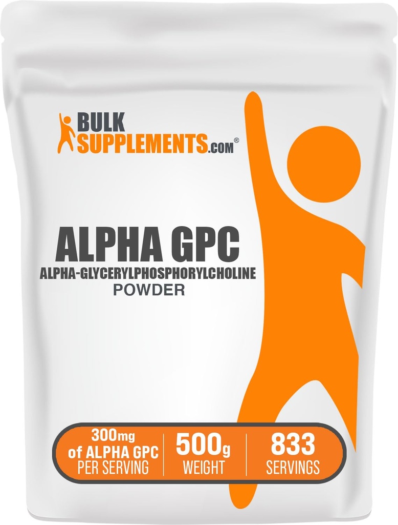 BulkSupplements.com Alpha GPC Powder - Choline Supplements, Alpha GPC 300mg - Unflavored & Glutenfri, 600mg per servering, 500g (1,1 lbs) (Pack of 1)