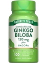 Naturens sannhet Ginkgo Biloba 120mg | Plus Bacopa | 100 Quick Release Kapsler | Standardisert ekstrakt | Ikke-GMO og Glutenfri Supplement