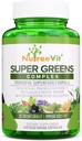 SuperGreens - Spirulina, Chlorella, Wheatgrass + Mer - Nutrient-pakket grønn blanding