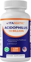 Vitamatic Acidophilus Probiotic - 10 milliarder CFU - 5X Potens - Daglig Probiotiske Supplement, støtter Digestive Helse - 120 tabletter