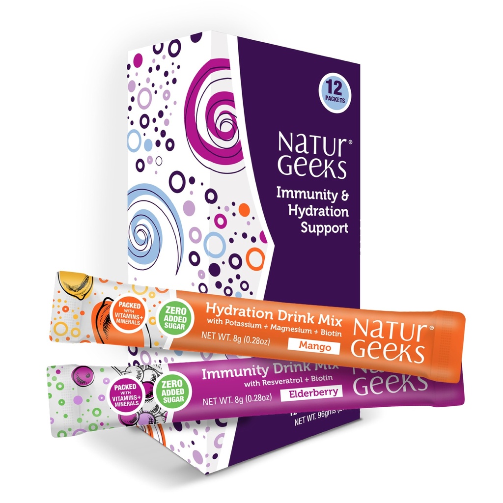 NutraGeeks Vegan Electrolytes Powder Packets – sukkerfri elektrolyter for øyeblikkelig Hydration – Hydration pulver med eldrebær & mango flavors – ingen sukker, 12 serveringer