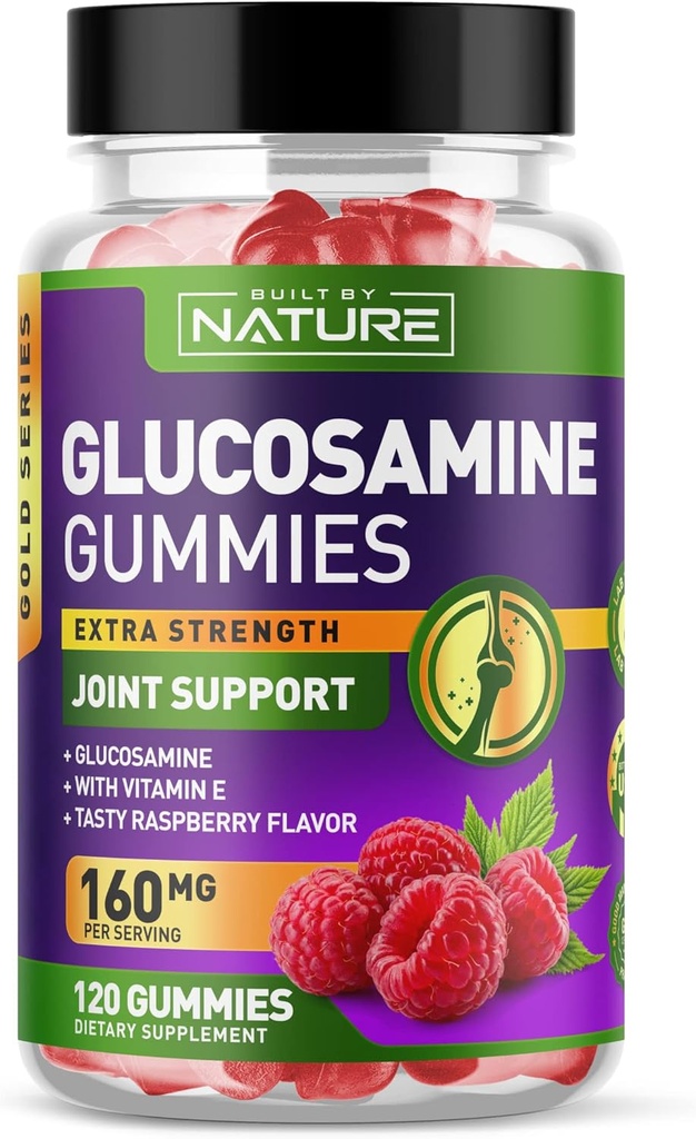 Glukosamin Gummies med vitamin E - Avansert felles støtte Gummy Supplement, høy potens antioksidant, komfort for rygg, kne, hender - 120 Gummies