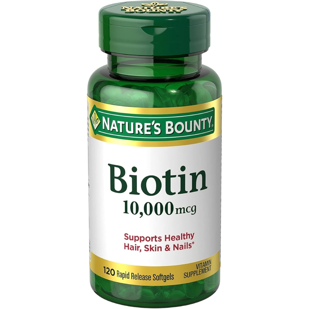 Naturens Bounty Biotin 10, 000 Mcg, Rapid Release Softgels 120 Ea (Pack of 2)