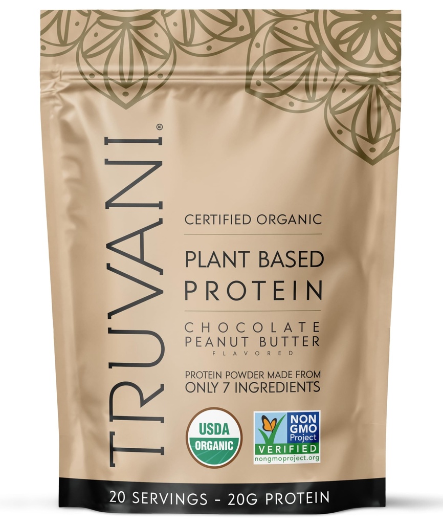 Truvani Vegansk Era Protein pulver | Sjokolade Peanut Smør | 20g Organisk Plante Basert Protein | 20 Serveringer | Keto | Gluten & Dairy Gratis | Lavkarbohydrater | Nei tilsatt Sukker