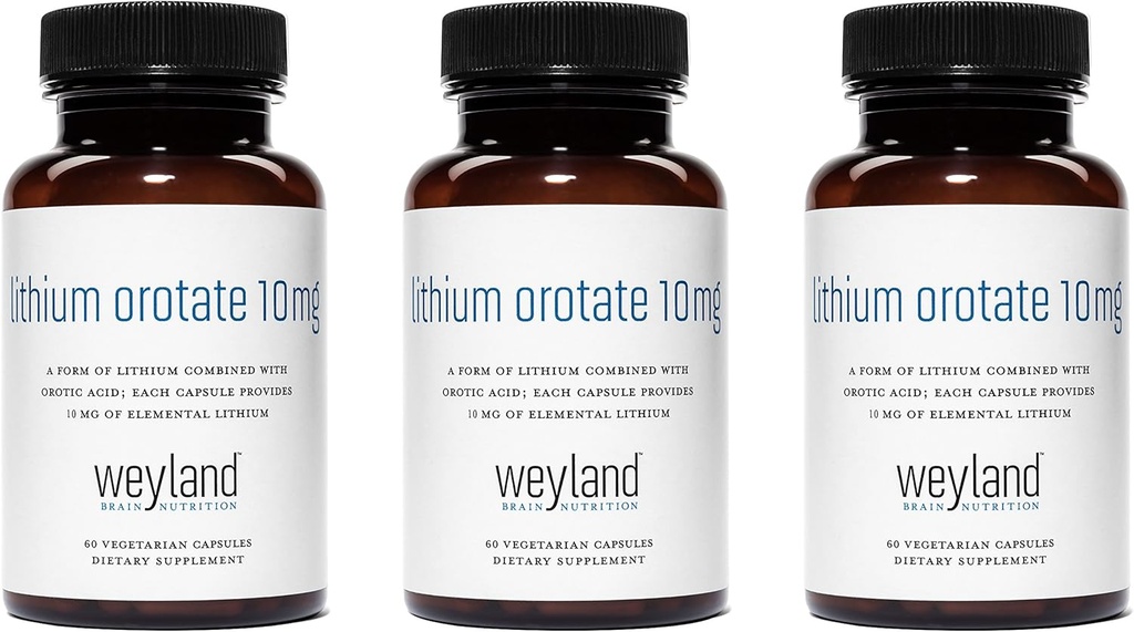 Litium Orotat 10 mg (3 flasker), 180 vegetariske kapsler