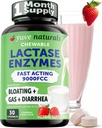 Yuve Naturlig hurtigvirkende Dairy Relief Delicious Chewables - Lactase Enzyme 9000 FCC - Si farvel til Dairy Discomfort fra Lactose Intolerance - Strawberry Cream Flavor - 30ct