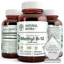 Naturlig Nutra Vegan Metyl B12 1000mcg, hjerte helse og energi Booster Supplement, Glutenfri, Støtte Energitransformasjon, Forbedre immunrespons, Hjelp Hjernefunksjon, 100 Vegan Lozenges