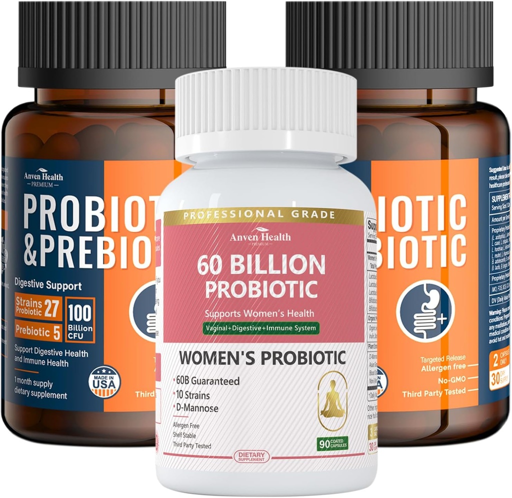 Komplett Gut & Digestive Helse Bundle for hele familien: 100 milliarder probiotika + kvinner probiotika