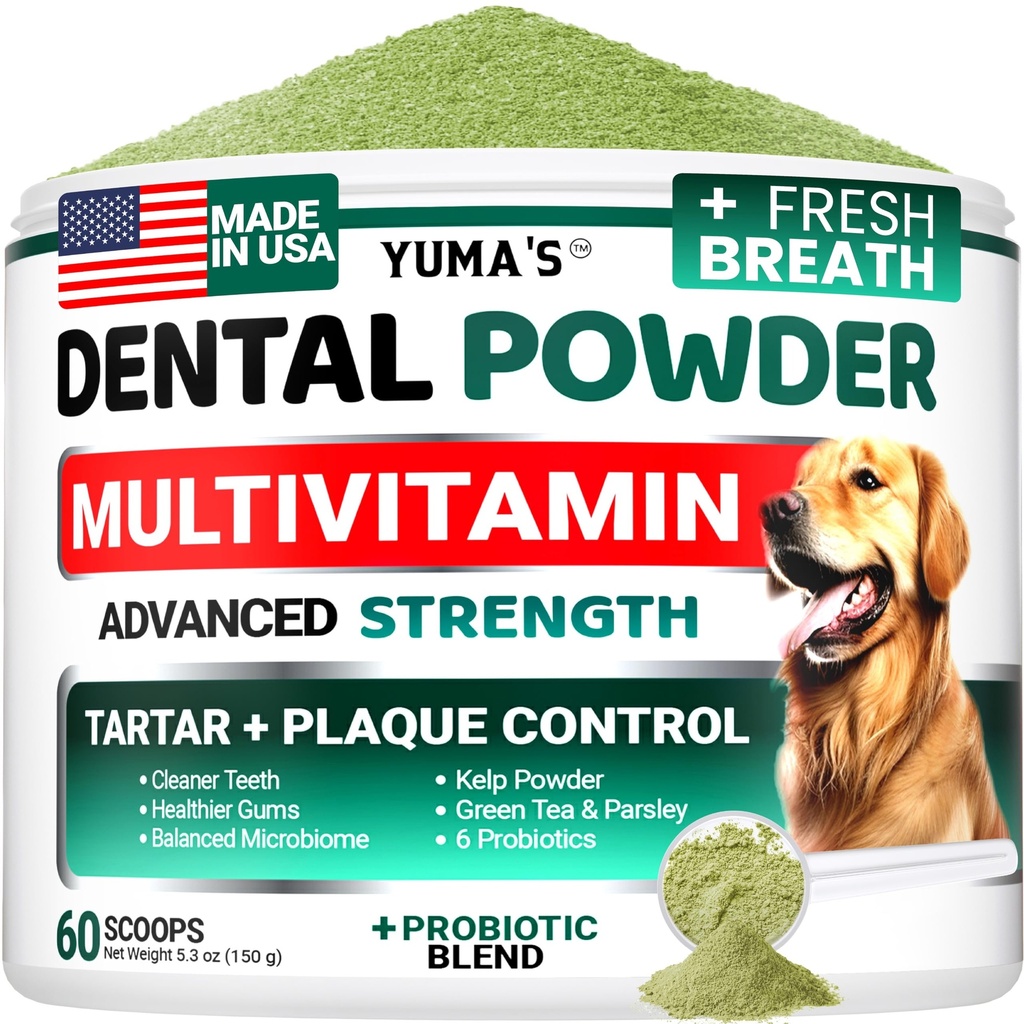 Advanced Dog Dental pulver, pustefryktere med multivitamin, hund tenner rengjøring, dårlig ånde og tartar og plaque Off Remover for hunder probiotika lab co, kjæledyr oral omsorg - vitaminer og kosttilskudd
