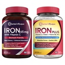 Legens oppskrifter Iron 65 mg og Iron Plus Bundle, sunn jern og blod støtte, jern tabletter 60 ct og jern kapsler 60 ct