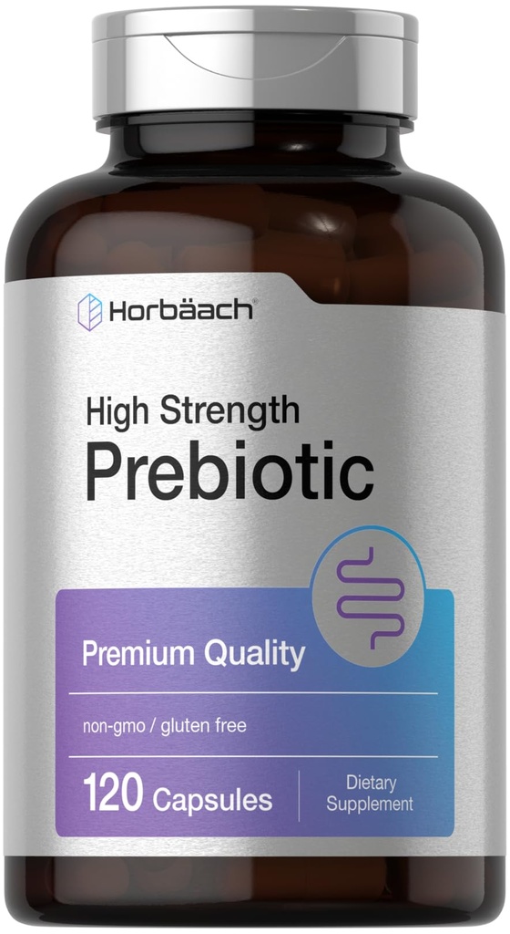 Horbäach Prebiotic for menn og kvinner | 120 pulverpiller | høy styrke og premium kvalitet kosttilskudd | Ikke-GMO & Glutenfri Hurtigutgivelse Kapsler