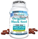 Bio Absorb Svart Seed Oil Capsules, 82-dagers forsyning, kald presset ren svart cuminfrøolje (Nigella Sativa) (330 mykgels, 500mg)