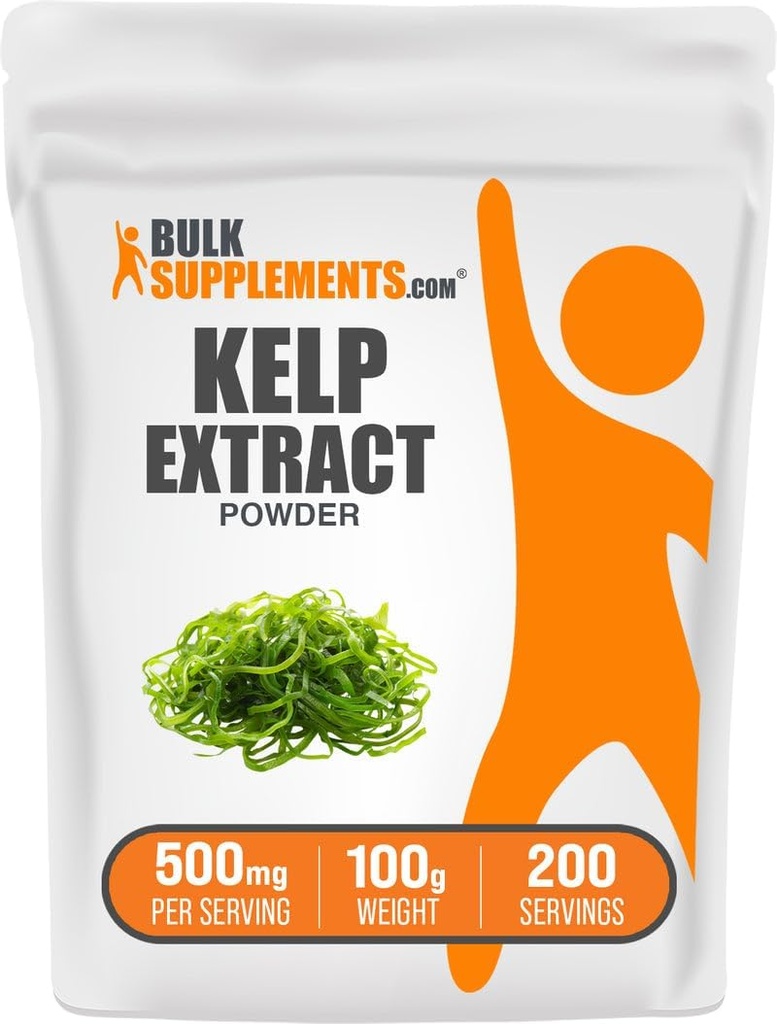 BulkSupplements.com Kelp Extract Powder - Kelp Supplement, Brown Seaweed ekstrakt, Seaweed pulver - Glutenfri, 500 mg per servering, 100g (3,5 oz) (Pack of 1)