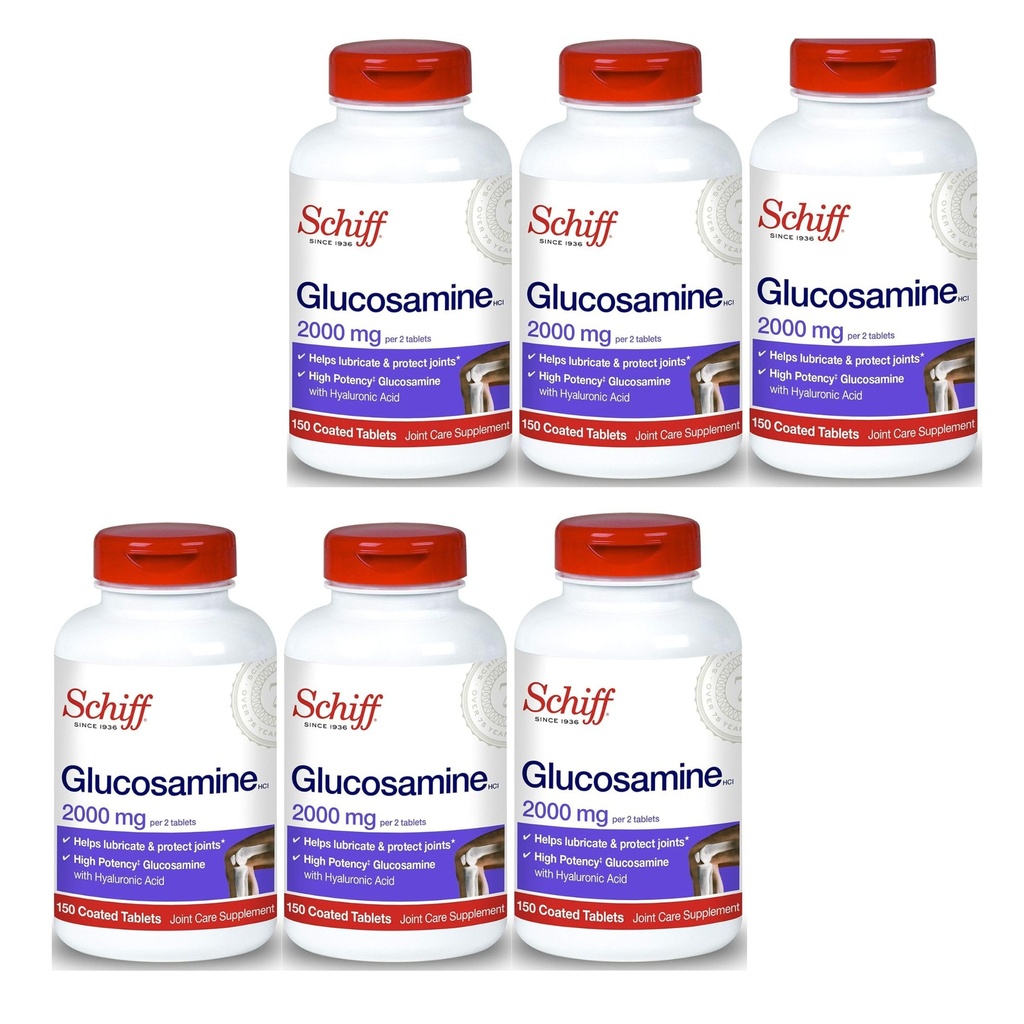 Schiff Glukosamin 2000mg med hyaluronsyre (Pack of 4)