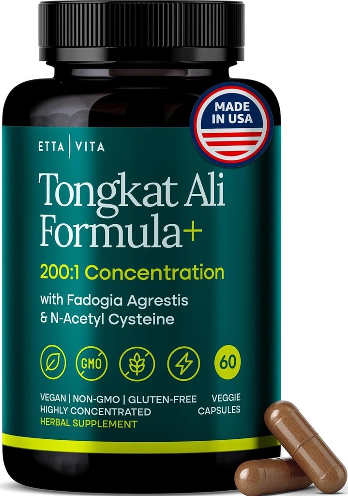 Potent Longjack - Tongkat Ali & Fadogia Agrestis Supplement for menn og kvinners energi, T-støtte, Lean muskelvekst og gjenoppretting, Hormonal Balance, Pre-Workout med Vegan NAC Liver Detox & Cleanse