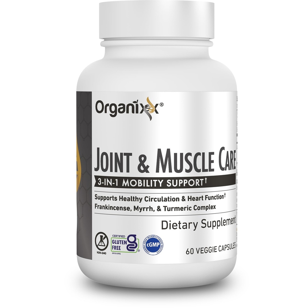 Organixx Joint & Muscle Care Organic Turmeric Supplement, 3-i-1 Frankincense, Turmeric og Myrrr felles helse & felles støtte Supplement Body Care Capsules, Støtter heving, Tension, 60 Kapsler