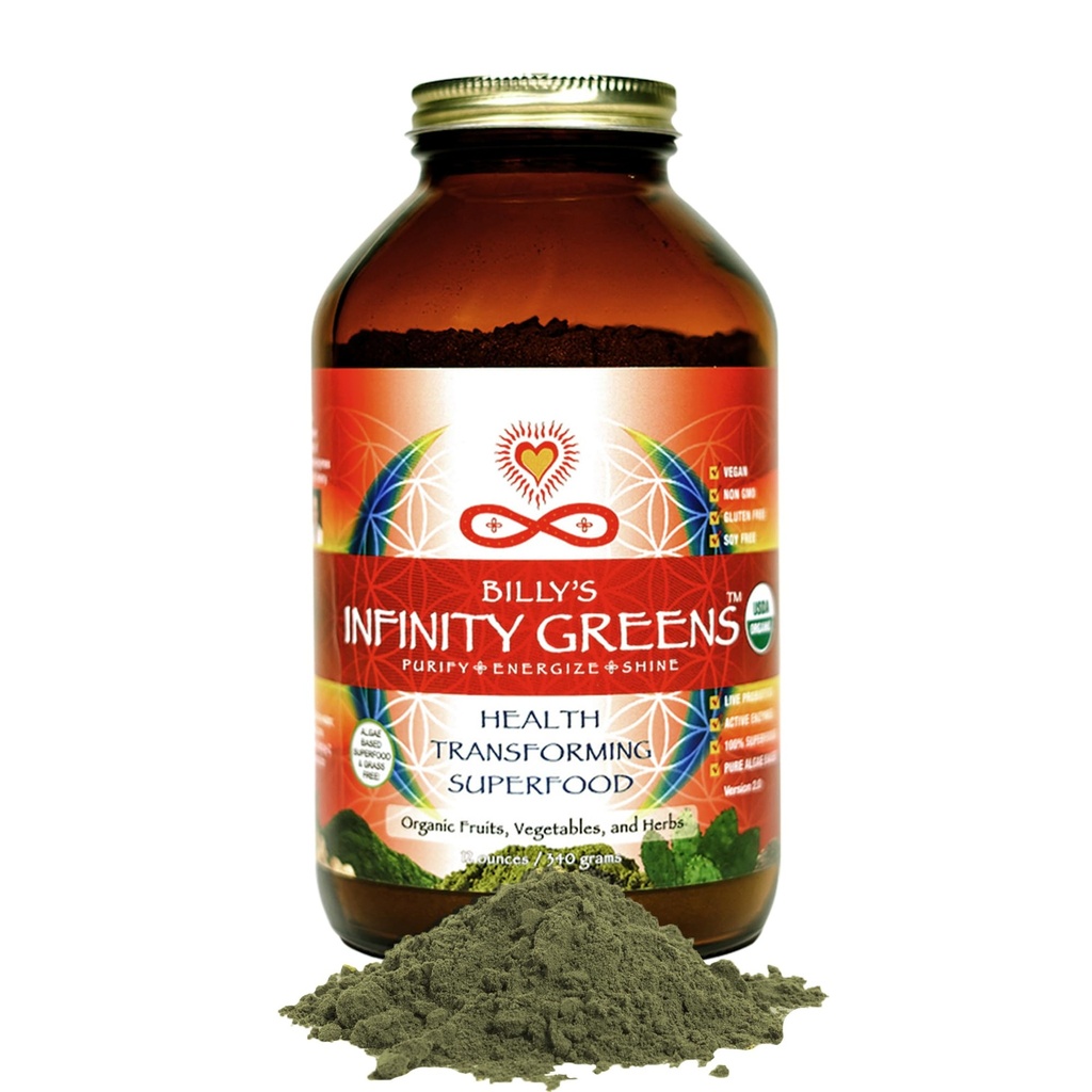Superfood pulver, Blå Grønn Algae Basert Grønn Juice pulver med 28 økologiske supermatvarer, ingen fyllstoffer eller korn, energi og lang levetid, lav temperatur dehydratert grønn (34 serveringer)