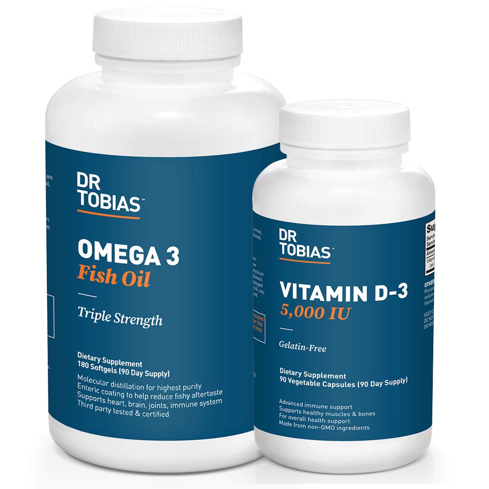 Dr. Tobias Omega 3 Fiskeolje og vitamin D-3 fremmer generell helse - 3 måneders forsyning