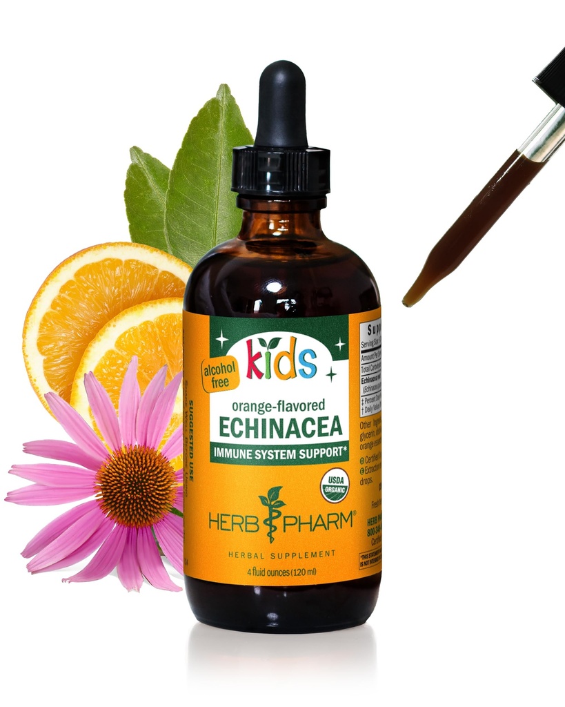 Herb Pharm Kids Certified-organisk alkohol-fri Echinacea Glyceritt flytende ekstrakt, 4 oz