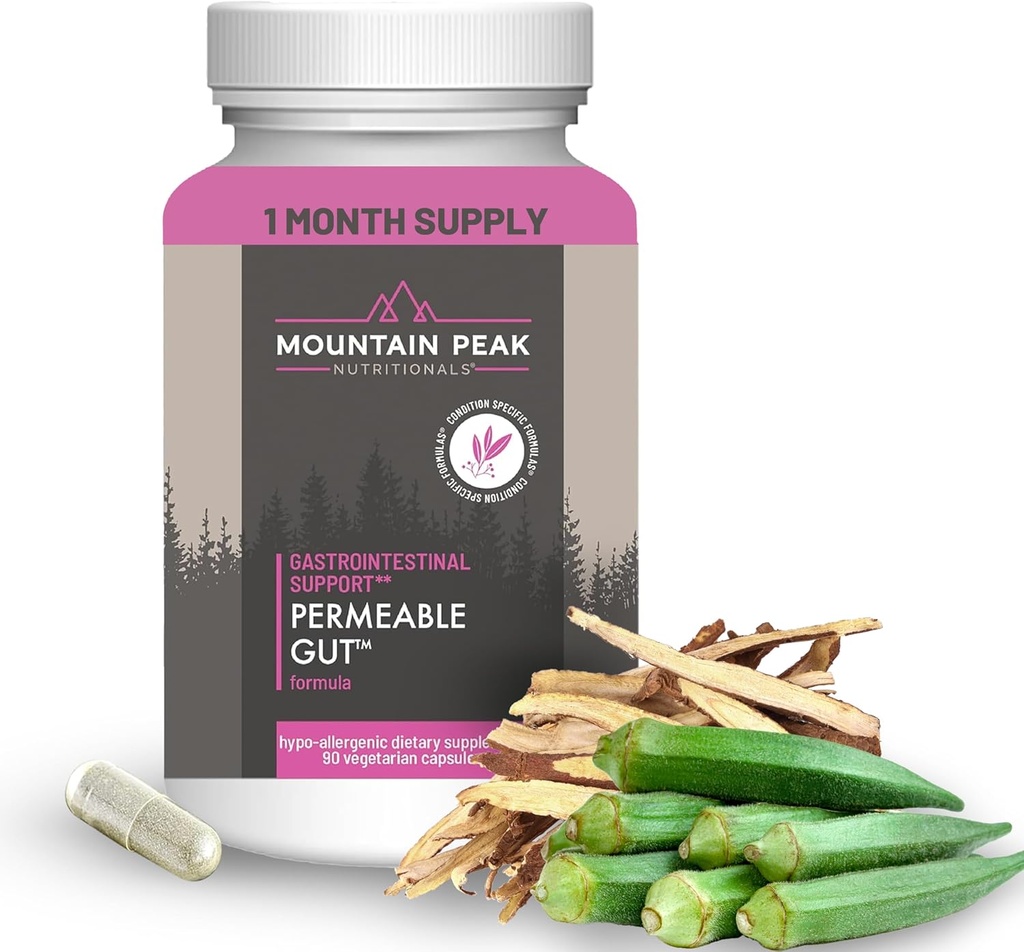 Fjelltopp Ernæring Permeable Gut Formula - Hjelper Beskytte Mage & Intestinal Lining - Leaky Gut & Gastro Support Supplement - Hypoallergenic Diett Supplement (90 vegetariske kapsler)