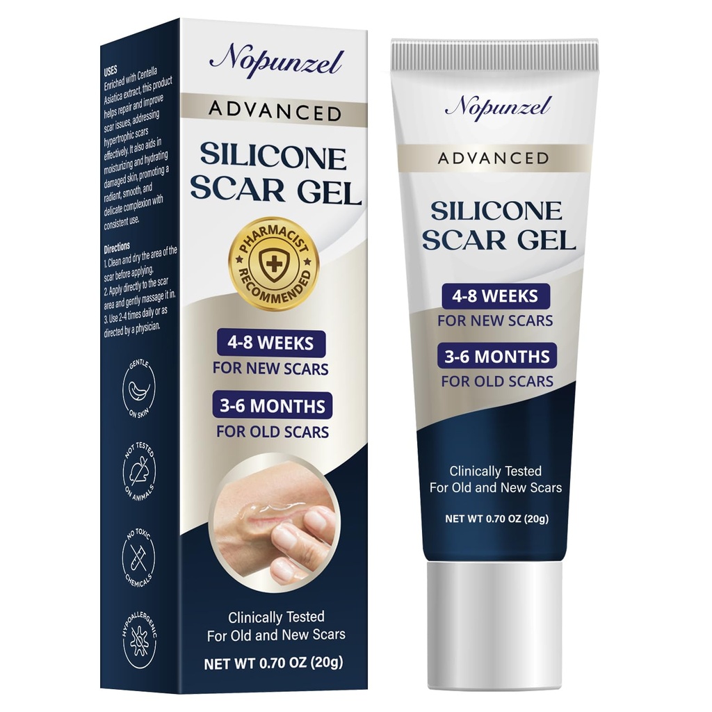 Silikone Scar Gel: Silikone Gel for arr - Forbedre ar utseende for gamle og nye arr - Medisinsk klasse silikon - Advanced Scar Gel - Skalder - Kirurgi - Skader - Stitches - Burns - 20g