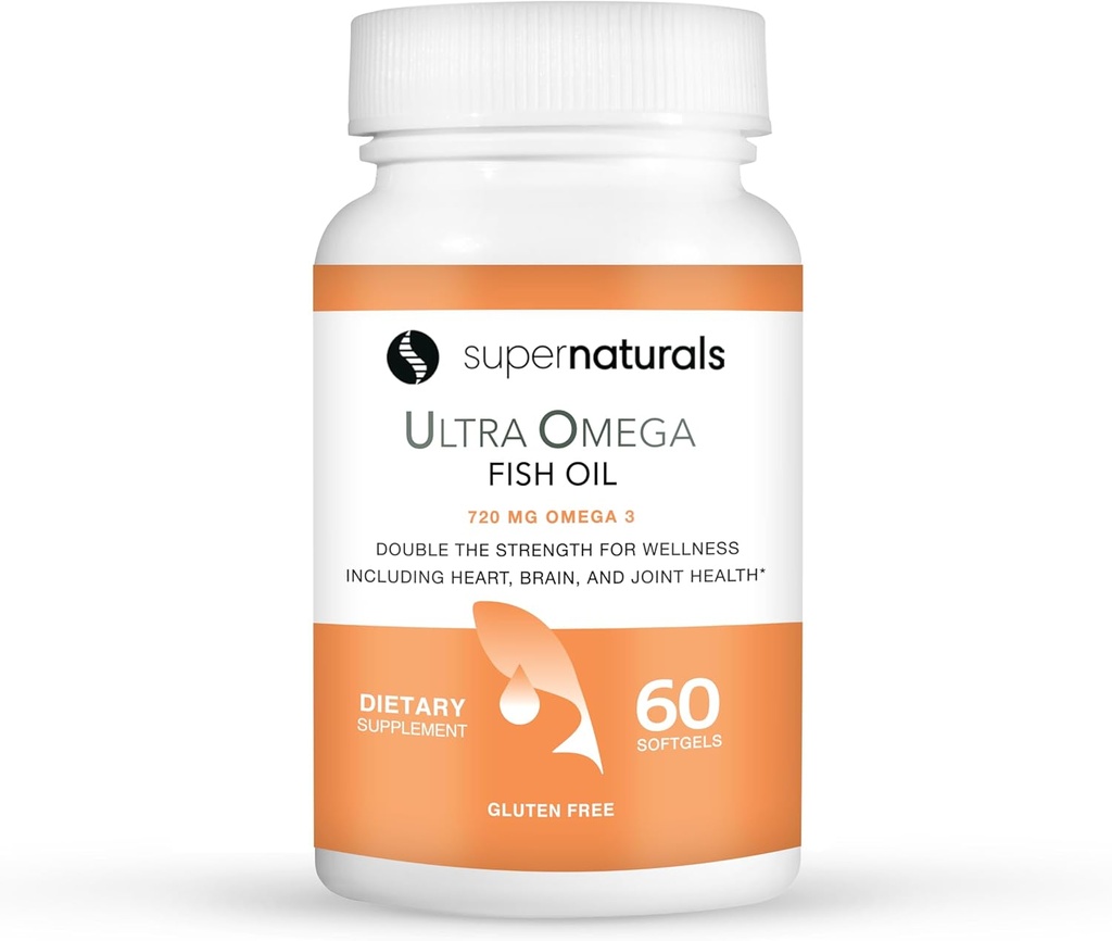 Super Natural Ultra Omega Fish Oil - Omega 3 Fatty-Acids EPA DHA - støtter hjernen økt funksjon, støtter nerve og øye helse 1200 mg/720 Omega-3-60 kapsler