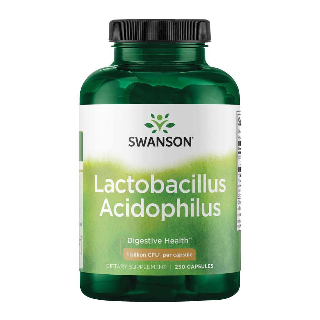 Swanson Lactobacillus Acidophilus Probiotic for voksne søker daglig Digestiv og Bowell Helse Støtte med 1 milliard CFU - Acid-Resistant (250 kapsler)
