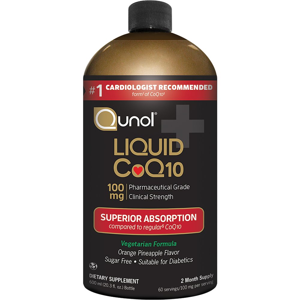 Qunol flytende CoQ10 100mg, superior absorpsjon naturlig kosttilskudd form av coenzym Q10, antioksidant for hjerte helse, orange Pineapple flavored, 60 porsjoner, 20,3 oz flaske