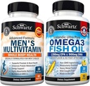 Advanced Daily Men's Multivitamin med vitamin C A B D3 E og sink (1 måneds forsyning) Plus trippel styrke Omega 3 Fish Oil Softgels (1 måneds forsyning)