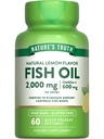 Naturens sannhet Fish Oil Omega 3 Supplement | 2000mg | 60 Softgels | EPA & DHA | Lemon Flavor | Ikke-GMO og Glutenfri