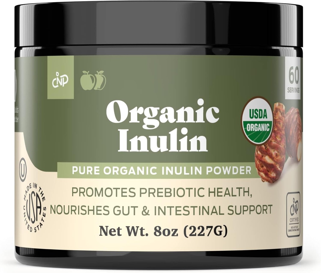 Pure Organic Inulin Powder Fiber Supplement - (Jerusalem Artichoke) Prebiotisk Bulk Inulin Fiber pulver 8oz Digestion & Gut Helse
