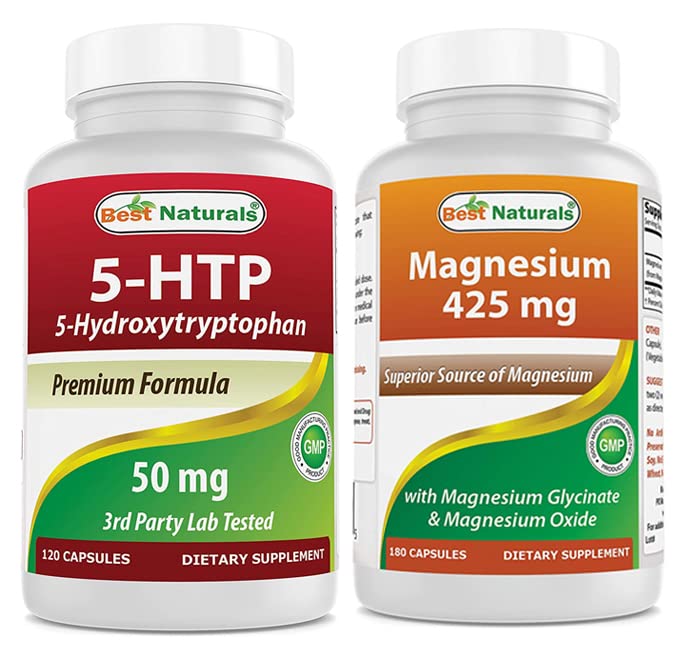 Beste Naturals 5-HTP 50 mg og magnesiumglycinat 425 mg