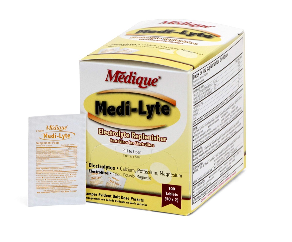 Medique 03033 Medi-Lyte Electrolyte Tabletter m/kaliumklorid for cramps, 100-tabeller