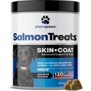 Wild Alaskan salmonolje for hunder - Hundehud og Coat Supplement - Shedding og kløe Relief for hunder - Omega 3 Fiskolje for hunder Chews - 120 Hundeallergi Chews - Hunde Shedding Supplement - Hundevitaminer