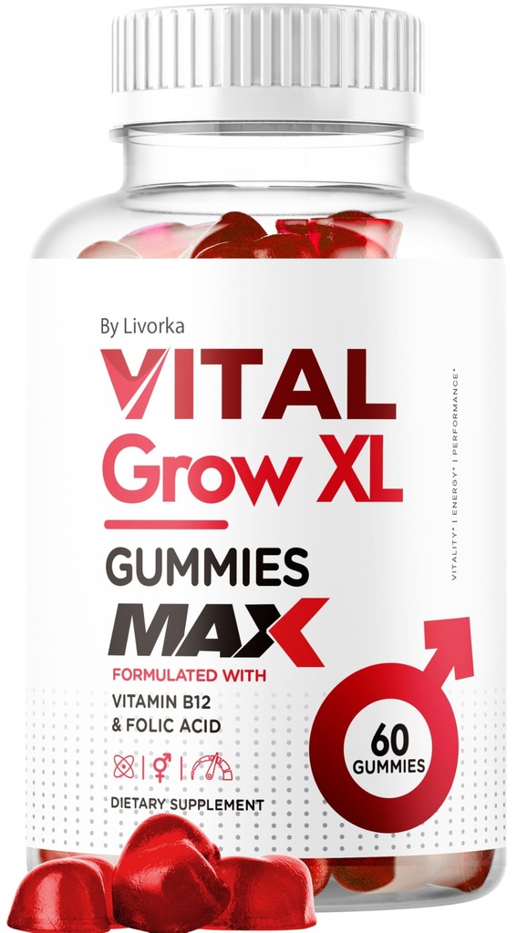 Vital Grow XL mannlige gummier - menns ytelse gummier 1050MG Vital GrowXL blanding, vital vekst gummy avansert formel, 60 gummier i 1 måned