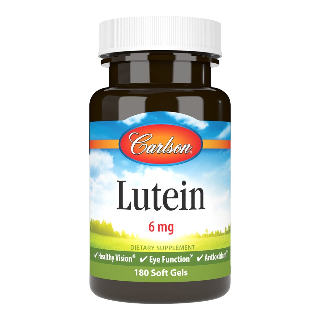 Carlson Lutein 6mg, Vision Support & Eye Health Supplement, Antioksidant formel med Zeaxanthin, 180 Softgels
