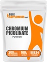 BulkSupplements.com Chromium Picolinat 200mcg pulver - Mineral Supplements - Gluten & Yeast Free, 200mcg av kromium per servering, 100g (3,5 oz) (Pack of 1)