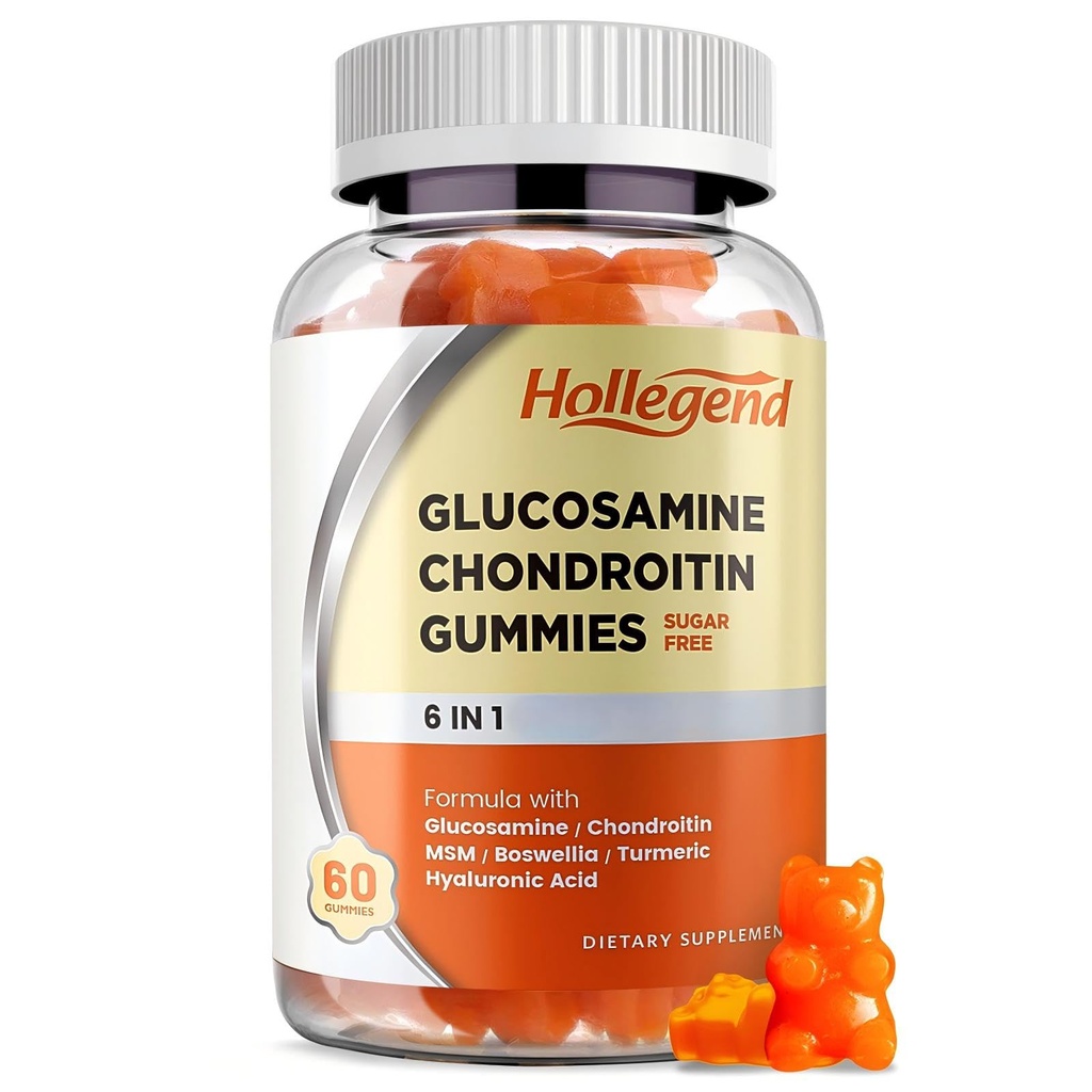 Glukosamin Chondroitin Gummies Sukkerfri, Gummies Kosttilskudd for voksne menn og kvinner, 60 greve