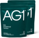 AG1 Greens Powder Supplement | Forbedre Gut Helse | Multivitamin, Probiotiske, Glutenfri, Vegan og Keto Vennlig | 75 vitaminer (atletiske grønne) - 2 pakke, klassisk formel (30 Services Per Pouch)