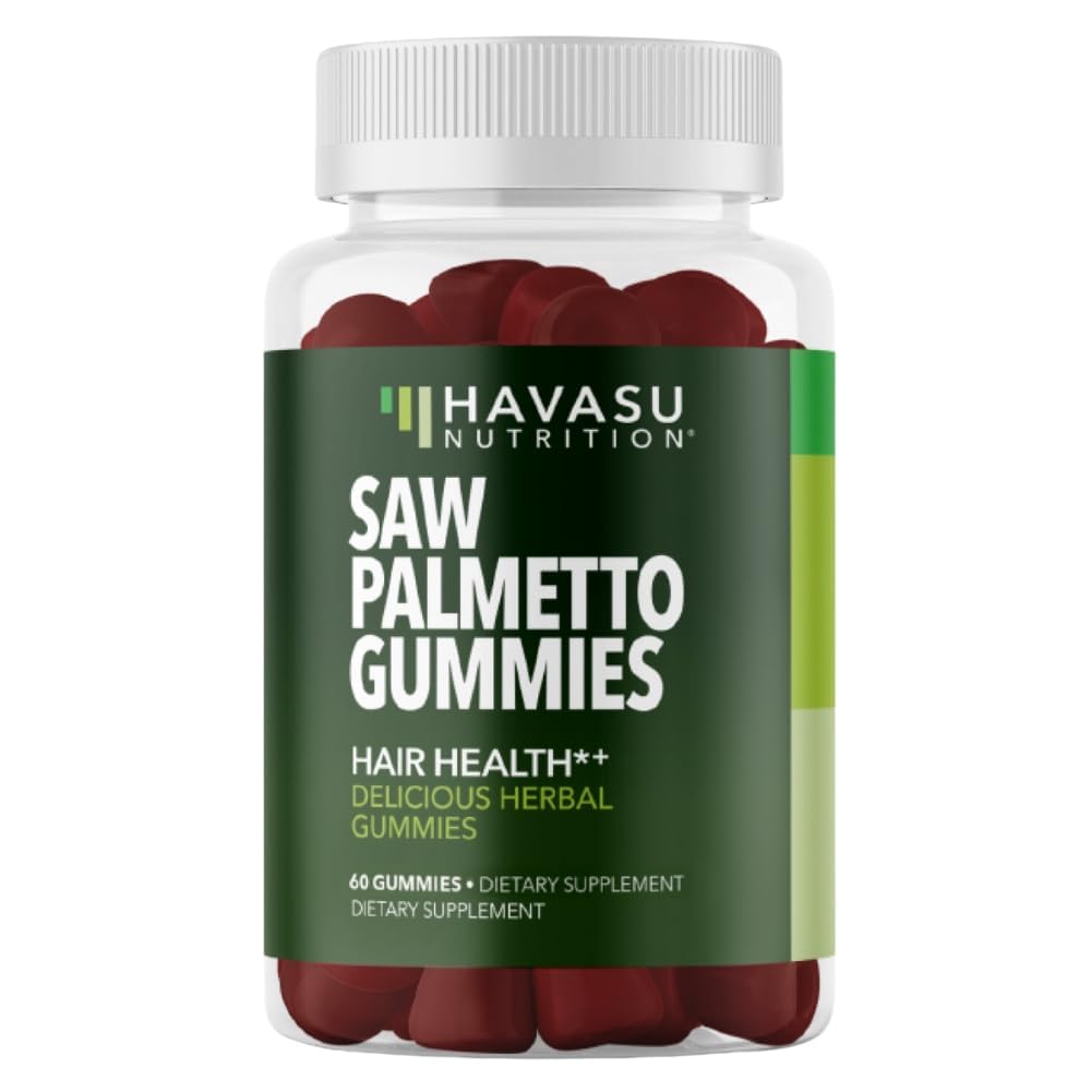 Så Palmetto for menn Gummier - DHT Blocker Supplement for hår helse og mannlige mønster Balding - 60 greve - støtter Scalp og prostata velvære - bringebær flavor - Vegan, ikke-GMO, 1 måneds levering