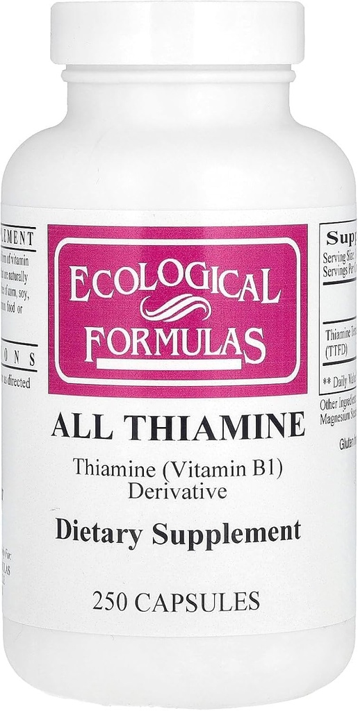 Økologiske formeler allithiamin vitamin B1 Kapsel, 50 mg, 250 greve