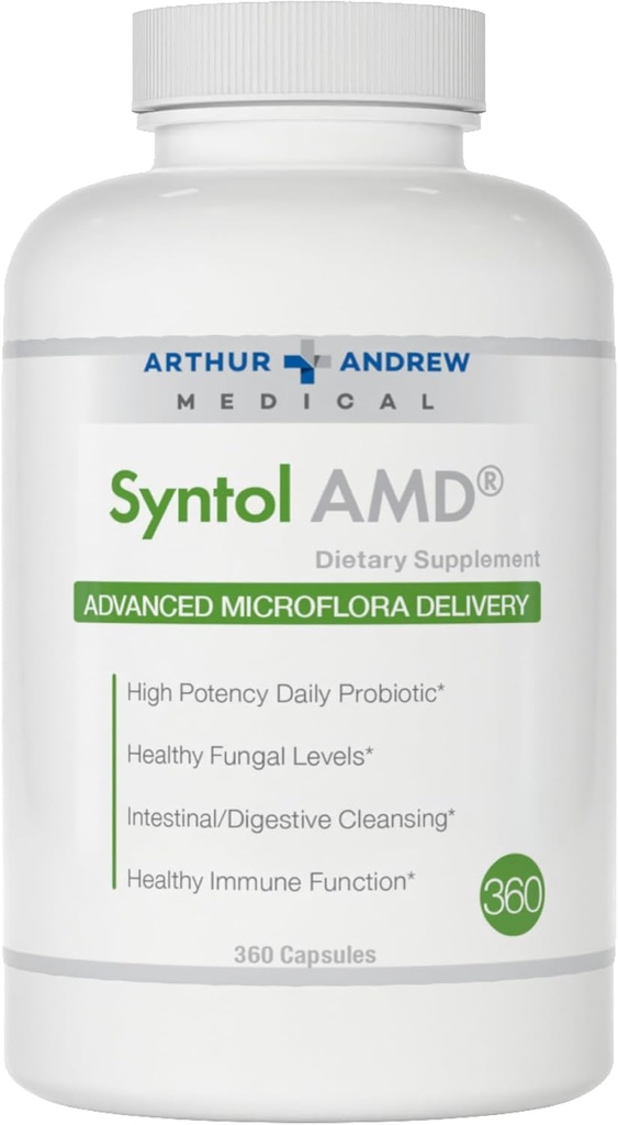 Arthur Andrew Medical, Syntol, 3-i-1 Formel med probiotika, Prebiotiske Fiber & Yeast Cleansing Multi-Enzymes, 360