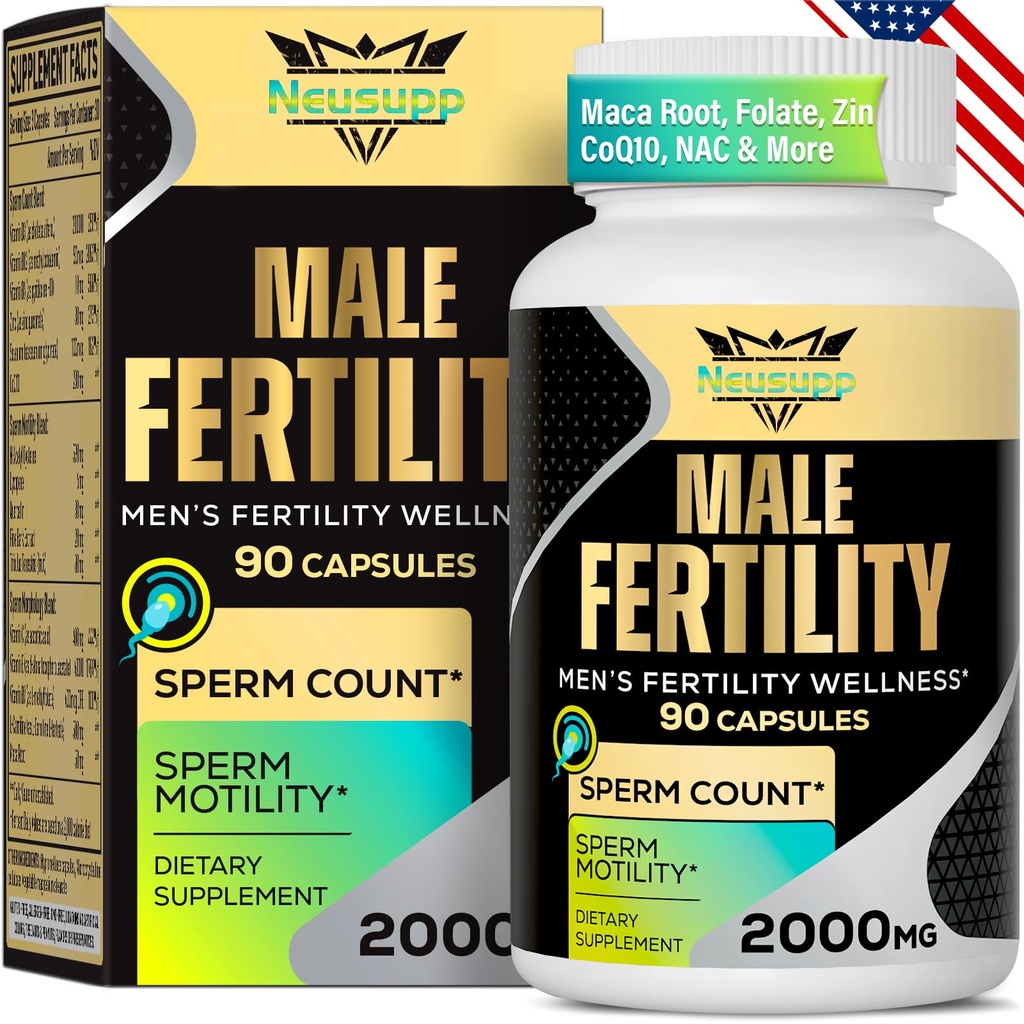 Fertilitet kosttilskudd for menn, mannlig fruktbarhet Supplement - Optimal Sperm Count, Motilitet og styrke, 2000MG Mens prenatal vitaminer med CoQ10 Maca Root, Zin, NAC & Folat for konsept - 90 Kapsler