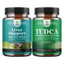 Bundle av Liver Cleanse Detox & Repair Formula og avansert TUDCA Liver Support Supplement - med Melk Thistle Dandelion Root Turmeric og Artichoke Extract - Ekstra styrke TUDCA 500mg Bile Salts
