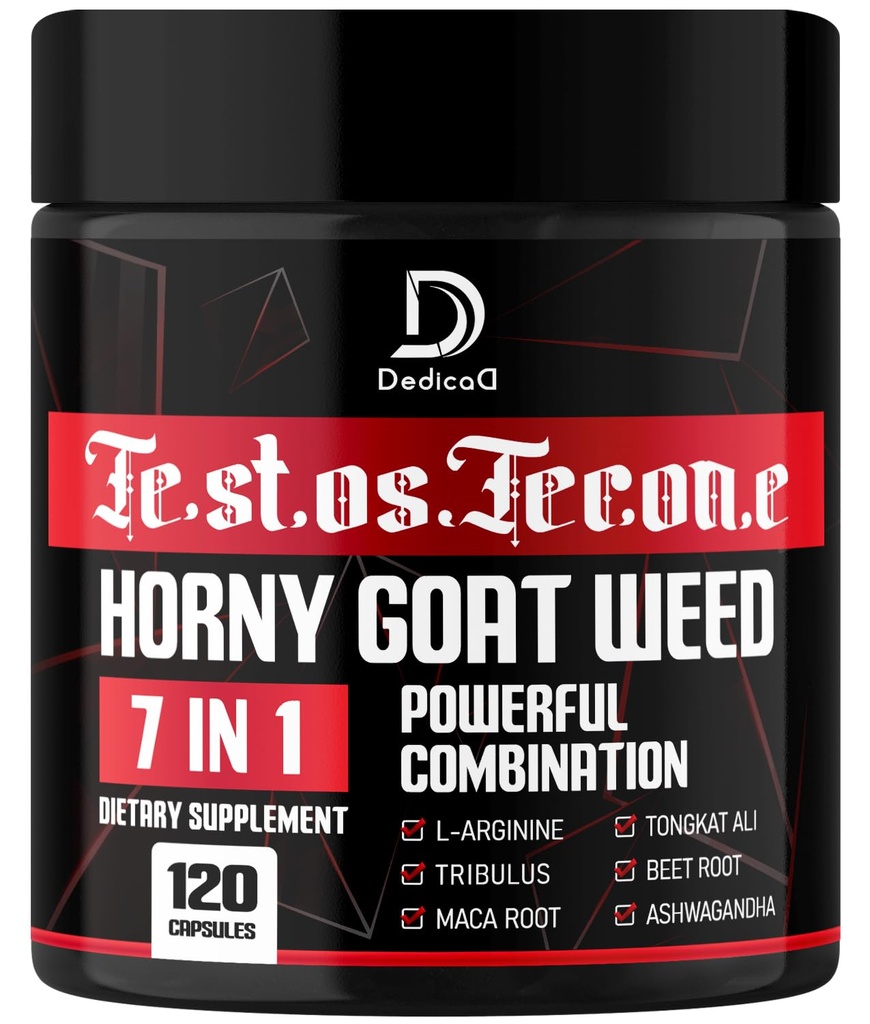 7 i-1 ultra test støtte med Tribulus Terrestris Horny Goat Weed L-Arginine Maca Root Tongkat Ali Beet Root - Energi trening muskel styrke støtte 120 kapsler