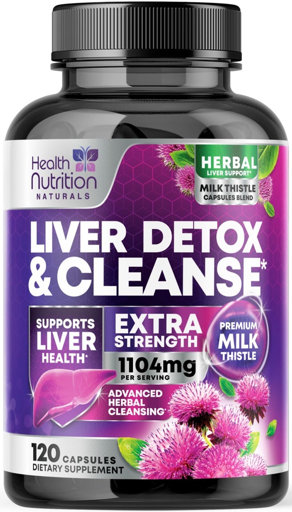 Gentle Liver Cleanse Detox & Repair Formula - Advanced Liver Support Supplement med Silymarin Milk Thistle, Dandelion Root, Artichoke Extract, Turmeric, Choline, & Beetroot - 120 Veggie Kapsler