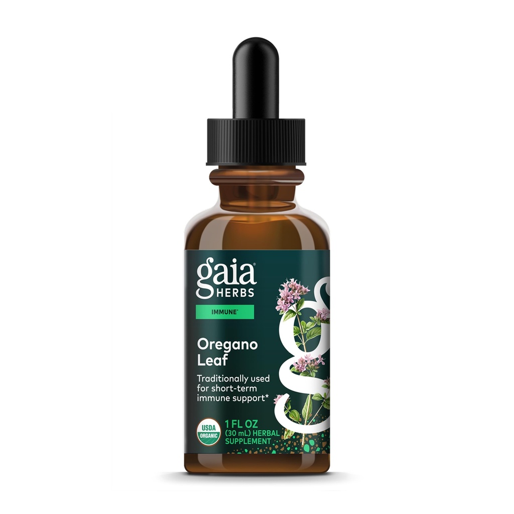 Gaia Herbs Oregano Leaf - immunstøtte Herbal Supplement - med Oregano Leaf Extract - Certified Organic - 1 Fl Oz (23 Serveringer)